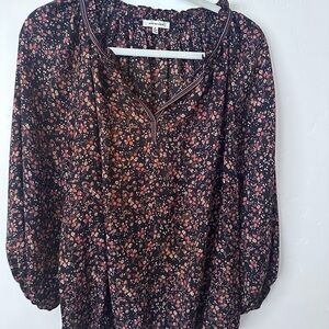 Max Studio Navy and Orange  Relaxed Blouse